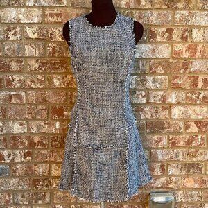 Banana Republic Blue Sleeveless Knee length Tweed Drop Waist Dress Size 2